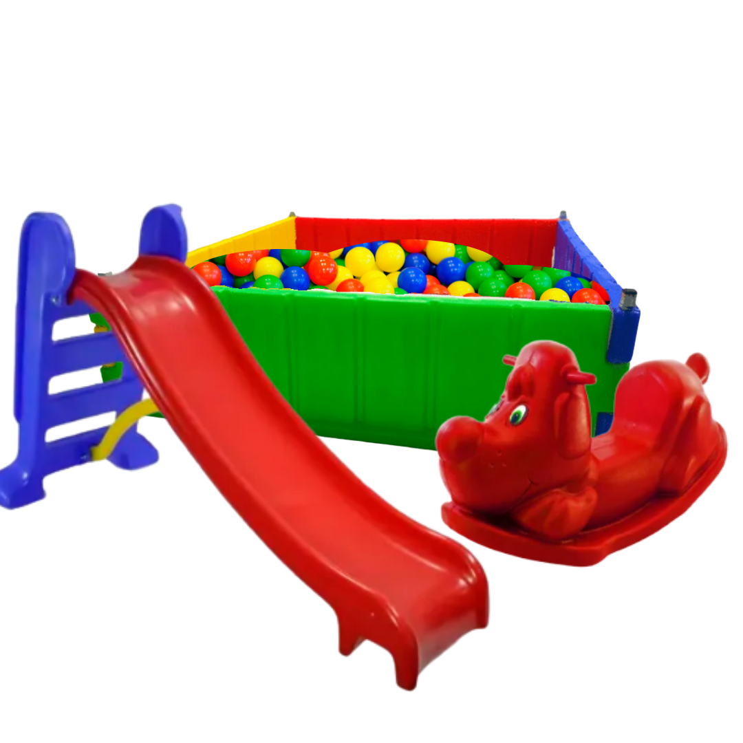 Alugar Kit Baby Escorregador Médio + Piscina de Bolinhas + Gangorra em Campo Magro